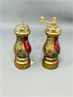 set of hand painted Italian  salt & pepper - wood