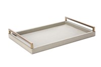 17.7 * 11.8" Grey Faux Leather Decorative Tray