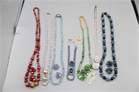 14 Pcs. Costume Beaded Necklace & Earring Sets