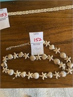 Starfish and shell 925 necklace,  16 inch