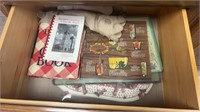 Drawer Lot of Assorted Cookbooks and Placemats