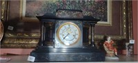 19th C. Marble EN Welch Mantle Clock has pendulum