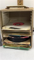 50+ SIZE 45 RECORDS IN RECORD CASE W/ HANDLE