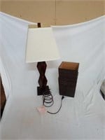Beautiful shaded table lamp with wood-like