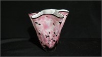 PINK & BLACK ART GLASS VASE