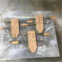3 vintage Hempe wood clamps