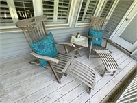 Wooden Patio Lounge Chairs & Table