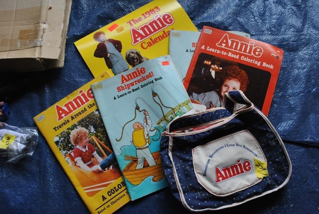 Annie coloring books and bag