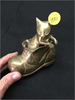Brass Kitty Cat in Shoe