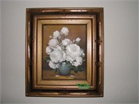 Wooden frame floral picture