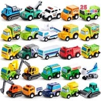 JOYIN 25 Pieces Pull Back Cars and Trucks Toy Vehi