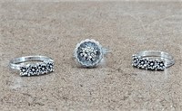 3pc. Floral Sarah Coventry Adjustable Rings