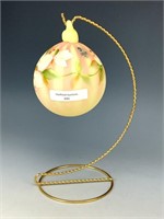 Fenton Burmese Decorated & Signed Ornament