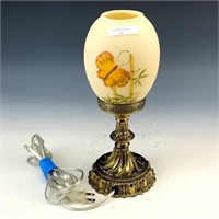 Fenton Decorated & Signed Electric Lamp