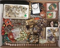 Group of costume jewelry including stick pins,
