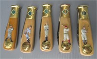 (5) Franklin Mint baseball folding knives.