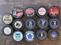 14 NHL Hockey Pucks Toronto Detroit Hartford MORE