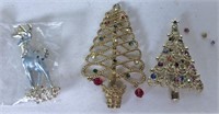 2 Xmas tree pins & 1 Reindeer