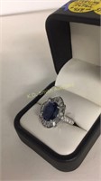 Designer Sterling Ring 3+ ct Ocean Blue Sapphire