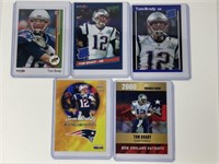 (5) Tom Brady Rookie Football Cards