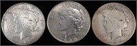 1922-D, 1923-S, 1924-S CIRC PEACE DOLLARS