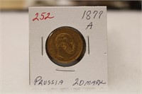 1877A Prussia 20 Mark Gold