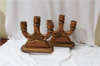 A Pair of Wood Candlesticks