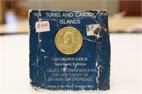1974 Turks and Caicos Islands 50 Crown Gold, Speci