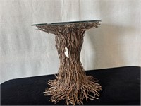 Vintage Adirondack Bent Twig Glass Top Side Table