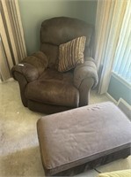 Dark brown chair and ottoman