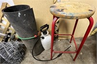 Shop Stool, Roll Rubber Matting & Sprayer