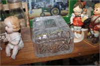 PRESSED GLASS LIDDED JAR