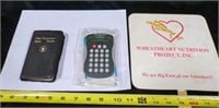 Bible, Wheathearts fan, small calculator