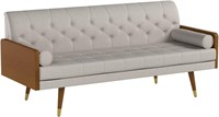 Mid Century Modern Tufted Fabric Sofa, Beige