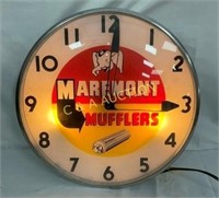 15IN MAREMONT MUFFLERS CLOCK W/ ELEPHANT