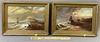 Pair of Antique Nautical Seascape Oil Paintings