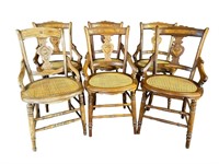 6 WALNUT VICTORIAN CANE BOTTOM CHAIRS