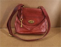 Vtg Fossil Red Leather Bag