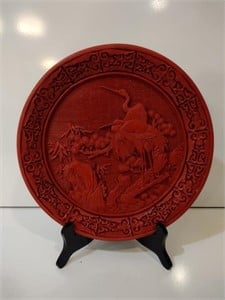 Chinese Carved Cinnabar Lacquer Plate