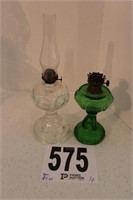 (2) Small Vintage Oil Lamps (1 Chimney)