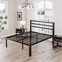 King Bed Frame  18 Inch Metal Platform  Black