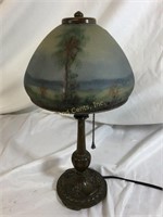 Vintage Glass And Brass Lamp