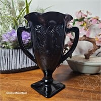 Vintage 1930s L.E. Smith Black Amethyst Glass Vase