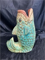 VINTAGE POTTERY FISH VASE / 11"