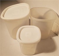 Plastic containers.