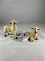 Pair of cute sheep lambs resin nativity