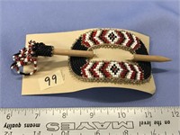 A beautiful all beaded hair pin, wooden pin has be