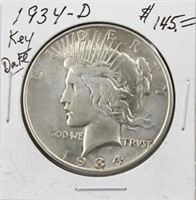 1934-D Silver Peace Dollar Coin Key Date