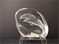Mats Jonasson Dolphin Crystal Paper Weight