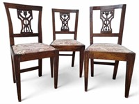 Early French Dinning Chairs w/ Carved Wood Back